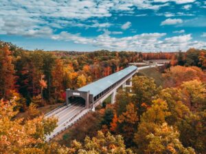 During the Covered Bridge Festival you can support local souvenirs and treat yourself by supporting the local community near MotorCoach Lake Erie Shores